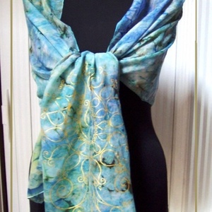 Tengerpart életfával hernyóselyem stóla -  - Meska.hu