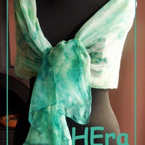 Türkiz zöld hernyóselyem stóla -  - Meska.hu