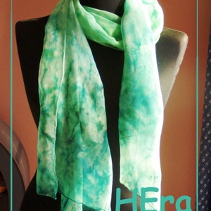 Türkiz zöld hernyóselyem stóla -  - Meska.hu