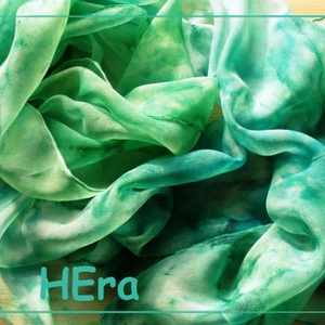 Türkiz zöld hernyóselyem stóla -  - Meska.hu