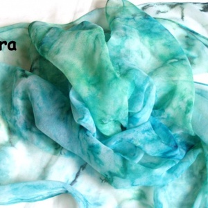 Karibi kékség hernyóselyem kendő - Meska.hu