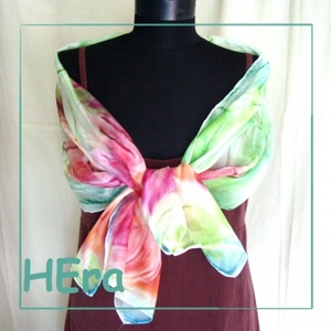 Színes tavasz hernyóselyem sál - Meska.hu