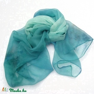 Kék lagúna hernyóselyem chiffon stóla - ruha & divat - sál, sapka, kendő - stóla - Meska.hu