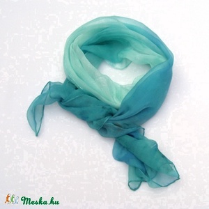 Kék lagúna hernyóselyem chiffon stóla - ruha & divat - sál, sapka, kendő - stóla - Meska.hu