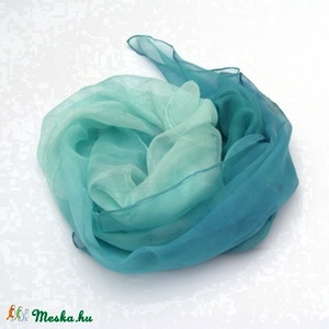 Kék lagúna hernyóselyem chiffon stóla - ruha & divat - sál, sapka, kendő - stóla - Meska.hu