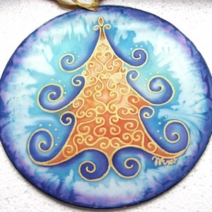 Fenyő ünneplőbe selyem ablakkép - Meska.hu