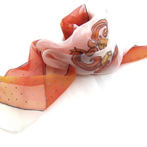 Tulipán hernyóselyem kendő, Ruha & Divat, Sál, Sapka, Kendő, Kendő, Selyemfestés, Meska