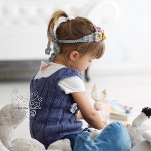 Kötött gyapjú kislány tunika mellény denim -  - Meska.hu