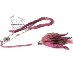 Angyal virág nemez nyaklánc rózsaszín pasztell - ékszer - nyaklánc - hosszú nyaklánc - Meska.hu