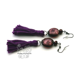 Lila rojtos bojt fülbevaló - ékszer - fülbevaló - rojtos fülbevaló - Meska.hu