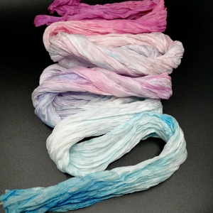 Pasztell kék rózsaszín ráncos gyűrt hosszú selyem sál - ruha & divat - sál, sapka, kendő - kendő - Meska.hu