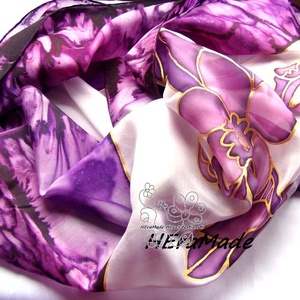 Orchidea hernyóselyem kendő kézzel festett - Meska.hu