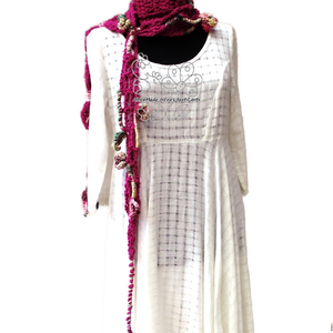 Magenta extra hosszú boho gyapjú sál - ruha & divat - sál, sapka, kendő - sál - Meska.hu