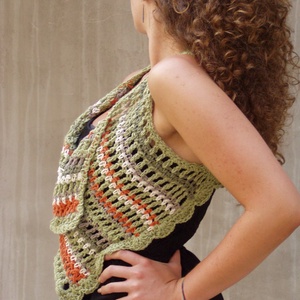 Pasztell bohém csíkos bolero mellény - ruha & divat - női ruha - bolero - Meska.hu