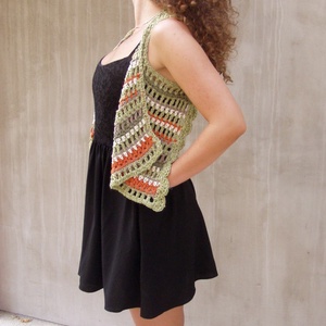 Pasztell bohém csíkos bolero mellény - ruha & divat - női ruha - bolero - Meska.hu