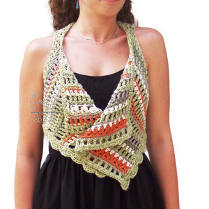 Pasztell bohém csíkos bolero mellény - Meska.hu