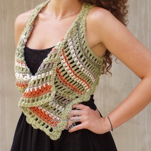 Pasztell bohém csíkos bolero mellény - ruha & divat - női ruha - bolero - Meska.hu