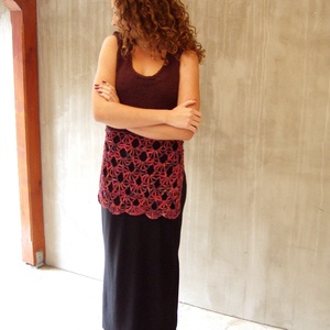 Padlizsán kézzel horgolt kötött mellény tunika kötmény gyapjúból - ruha & divat - női ruha - mellény - Meska.hu