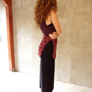 Padlizsán kézzel horgolt kötött mellény tunika kötmény gyapjúból - ruha & divat - női ruha - mellény - Meska.hu