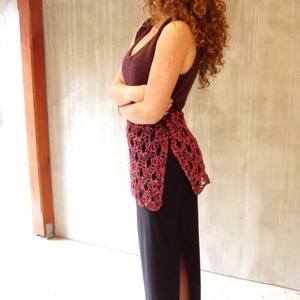 Padlizsán kézzel horgolt kötött mellény tunika kötmény gyapjúból - ruha & divat - női ruha - mellény - Meska.hu