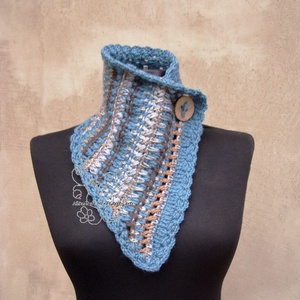 Horgolt nyakmelegítő, bohém nyakravaló sál öko gyapjúból - ruha & divat - sál, sapka, kendő - sál - Meska.hu