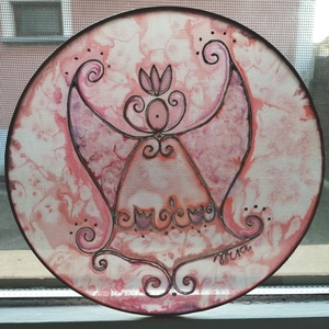 Őrangyal selyem ablakkép rózsaszín korall - otthon & életmód - dekoráció - spiritualitás - mandala - Meska.hu
