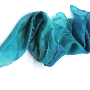 Türkiz színátmenetes ombre hernyóselyem női kendő - ruha & divat - sál, sapka, kendő - sál - Meska.hu