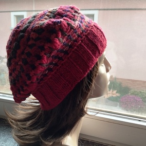 Piros laza női barett sapka horgolt boho slouchy puha gyapjúból, Ruha & Divat, Sál, Sapka, Kendő, Sapka, Horgolás, Kötés, MESKA