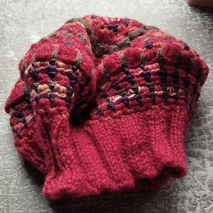 Piros laza női barett sapka horgolt boho slouchy puha gyapjúból - ruha & divat - sál, sapka, kendő - sapka - Meska.hu