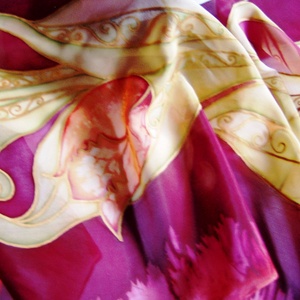 Tulipánok hernyóselyem stóla - ruha & divat - sál, sapka, kendő - stóla - Meska.hu