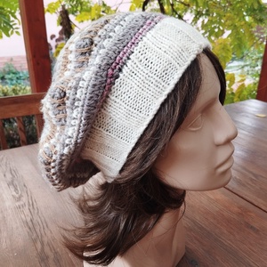 Latte laza női barett sapka horgolt boho slouchy puha gyapjúból - Meska.hu