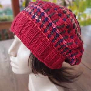 Piros laza női barett sapka horgolt boho slouchy puha gyapjúból - Meska.hu
