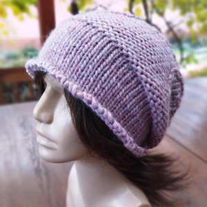 Pasztell rózsaszín leveles vastag öko gyapjú női sapka kötött laza slouchy, Ruha & Divat, Sál, Sapka, Kendő, Sapka, Kötés, MESKA