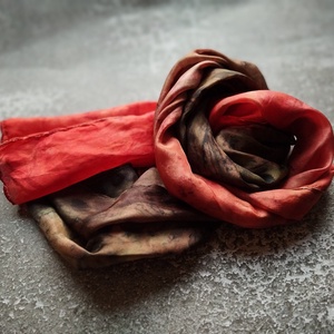 Csokoládé és mandarin hernyóselyem sál ombré színátmenetes - Meska.hu