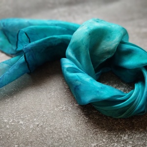 Türkizkék hernyóselyem női sál - ruha & divat - sál, sapka, kendő - sál - Meska.hu