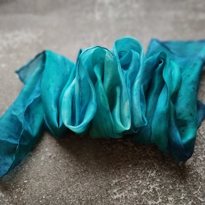 Türkizkék hernyóselyem női sál - ruha & divat - sál, sapka, kendő - sál - Meska.hu