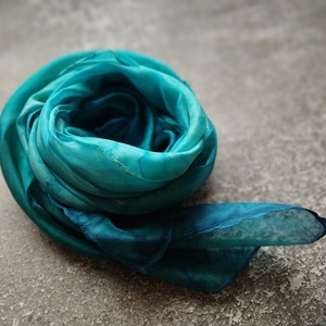 Türkizkék hernyóselyem női sál - ruha & divat - sál, sapka, kendő - sál - Meska.hu