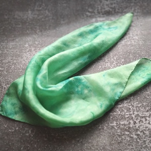 Pisztácia márványos hernyóselyem női mini kendő - ruha & divat - sál, sapka, kendő - sál - Meska.hu