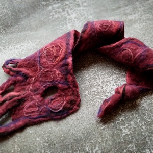 Nemezelt nyakmelegítő hosszú gyapjú sál loop rojtokkal bordó - ruha & divat - sál, sapka, kendő - sál - Meska.hu