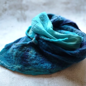 Selyem gyapjú nuno nemez kendő sál, Ruha & Divat, Sál, Sapka, Kendő, Kendő, Selyemfestés, Nemezelés, MESKA