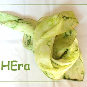 Pisztácia hernyóselyem kendő - Meska.hu