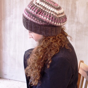 Laza női barett sapka horgolt boho slouchy puha gyapjúból - ruha & divat - sál, sapka, kendő - sapka - Meska.hu