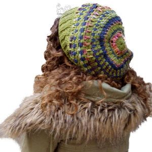 Laza női barett sapka horgolt boho slouchy puha gyapjúból megrendelésre - ruha & divat - sál, sapka, kendő - sapka - Meska.hu