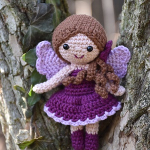 Horgolt lila tündér baba  - játék & sport - baba & babaház - baba - Meska.hu