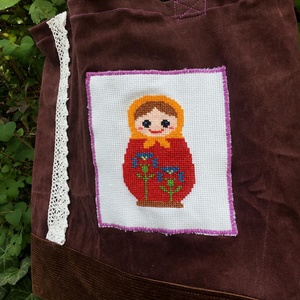 PURPLE MATRYOSHKA. Shopper. No. 2., Táska & Tok, Bevásárlás & Shopper táska, Shopper, textiltáska, szatyor, Hímzés, Újrahasznosított alapanyagból készült termékek, Meska