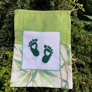 FOOTPRINTS. Tároló zsák pl. zokniknak, fehérneműknek - utazáshoz. - táska & tok - mosó & cipő zsák - Meska.hu