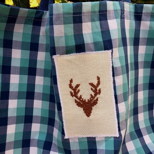  DEER. Kockás szarvasos shopper fúknak. - táska & tok - bevásárlás & shopper táska - shopper, textiltáska, szatyor - Meska.hu