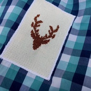  DEER. Kockás szarvasos shopper fúknak. - táska & tok - bevásárlás & shopper táska - shopper, textiltáska, szatyor - Meska.hu