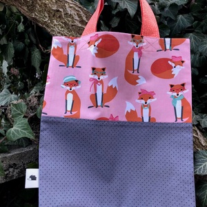 FOXES IN PINK.  Rókás shopper., Táska & Tok, Bevásárlás & Shopper táska, Shopper, textiltáska, szatyor, Varrás, Meska