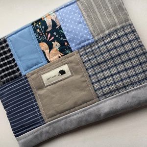  MIXED UP IN BLUE/GREY. Patchwork mókusos-baglyos-cicás sminkcucc-tartó/pipere - táska & tok - neszesszer - Meska.hu